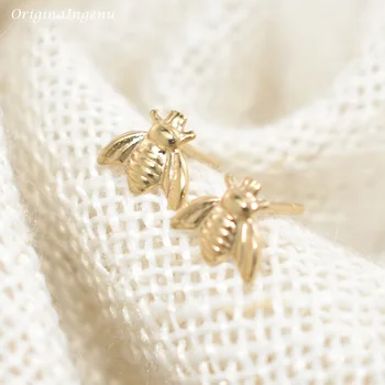 14K זהב מלא דבש דבורים עגילים להכתים עמיד עגילים עדינים תכשיטים עגילים לנשים פשוטה עמיד למים תכשיטים
