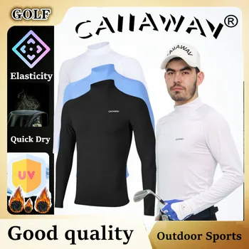 CAIIAWAV גולף עם שרוולים ארוך בגדי גברים בתחתית החולצה קרם הגנה העליון עם שרוולים ארוך גולף גברים קטיפה