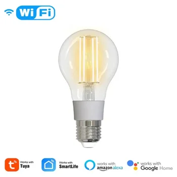 Tuya WiFi LED להט נורת E27 לבן חם חכם ליבון רטרו אדיסון המנורה לעבוד עם אלקסה הבית של Google חכם החיים APP