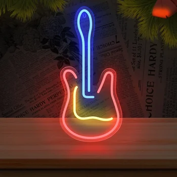 גיטרה LED שלט ניאון אקריליק ניאון מותאם אישית סימן אור הביתה קיר חדר השינה עיצוב אמנות מוזיקה סטודיו בר מסיבת מועדון חובבי גיטרה