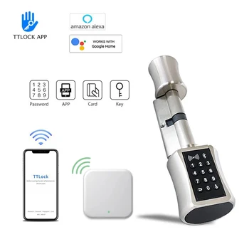 הנעילה חכמה TTlock Bluetooth מנעול צילינדר WIFI אבטחה אלקטרוניות אלחוטיות דיגיטליות יישום לוח מקשים קוד Keyless לנעול