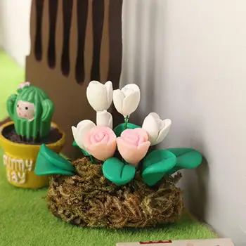 עדין זעיר הבובות עציץ לשחק הבית צעצוע רוז פרח דגם הביצוע מעולה דקורטיביים